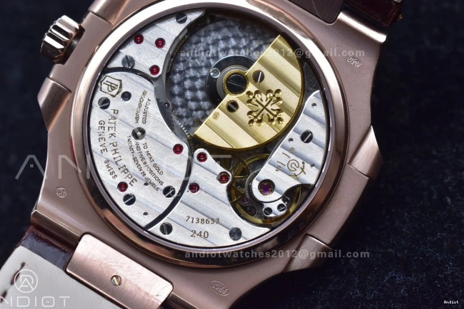 on Gray Croco 5712 A23J Best SS GRF Dial Strap Brown Edition RG Nautilus 0227